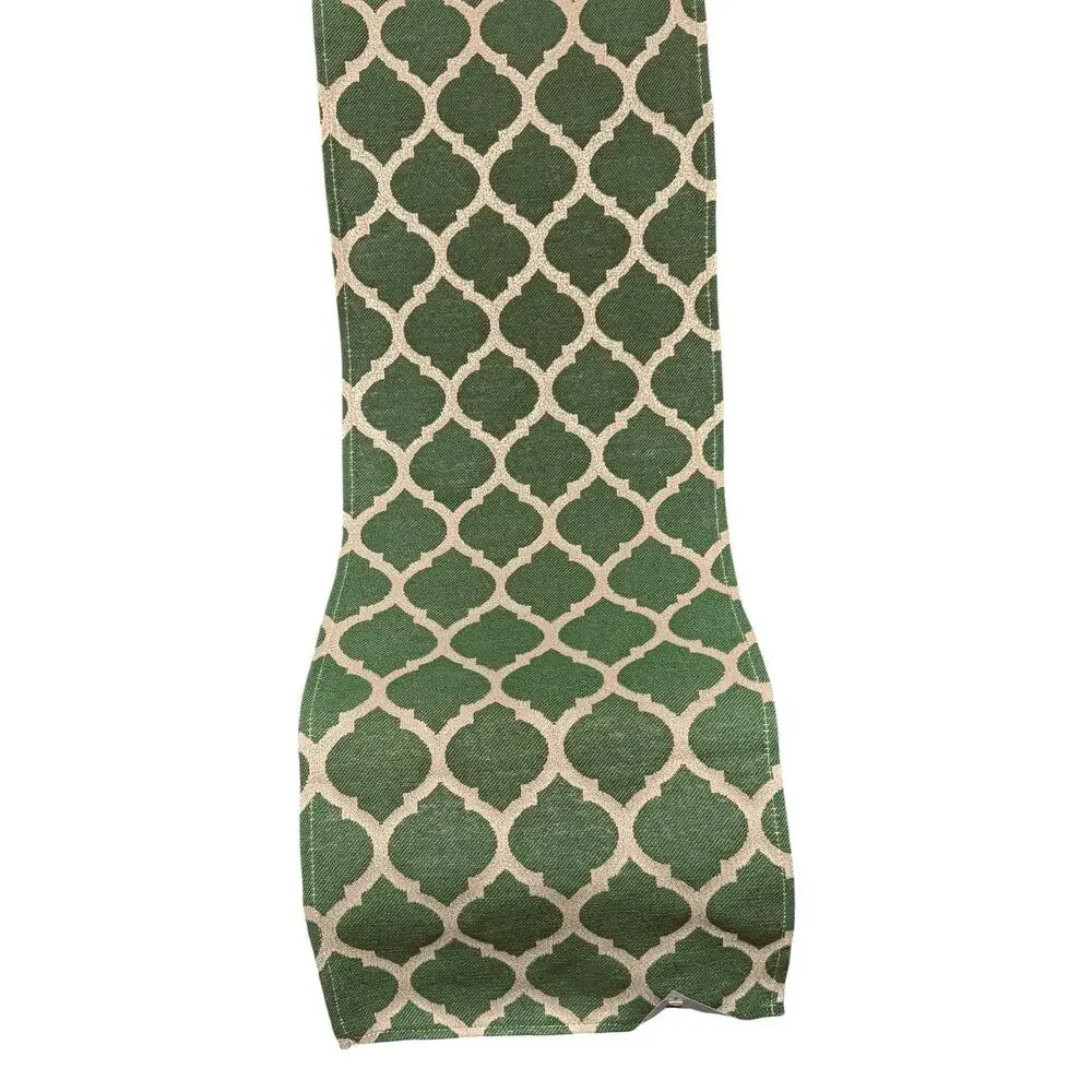 Moroccan Me Crazy Table Runner Green Mediterranean Ikat Made In USA 72
